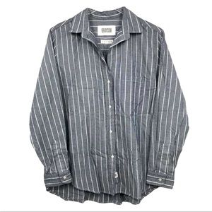 GRAYSON The Hero Button Down Top 04/L Collared Stripe Long Sleeve Back Pleat